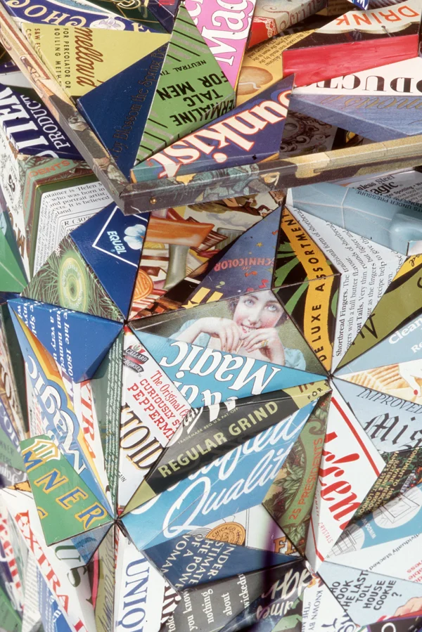 Witnessing the Weight of Words recycled tin cans words and text as pattern