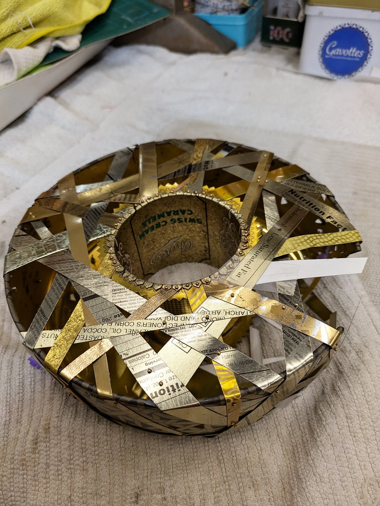 bracelet from recycled tin cans “Make America Healthy Again” from metallic tin cans.