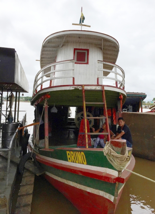 This is our Houseboat!! The expedition leaders, Dr. Laura K. Marsh and Dr. Felipe Ennes Sliva (abd), were super happy to meet Capitão Elival when they went to Brazil in May, 2016 to prepare for this expedition.