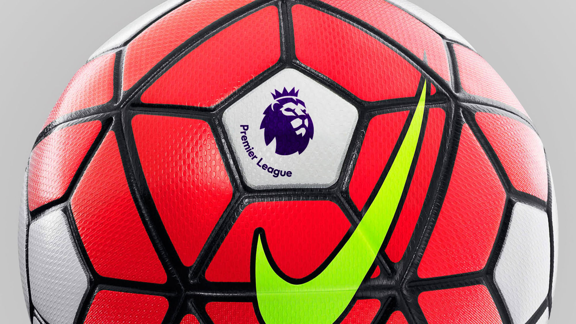 New branding upon the official Premier League match ball .