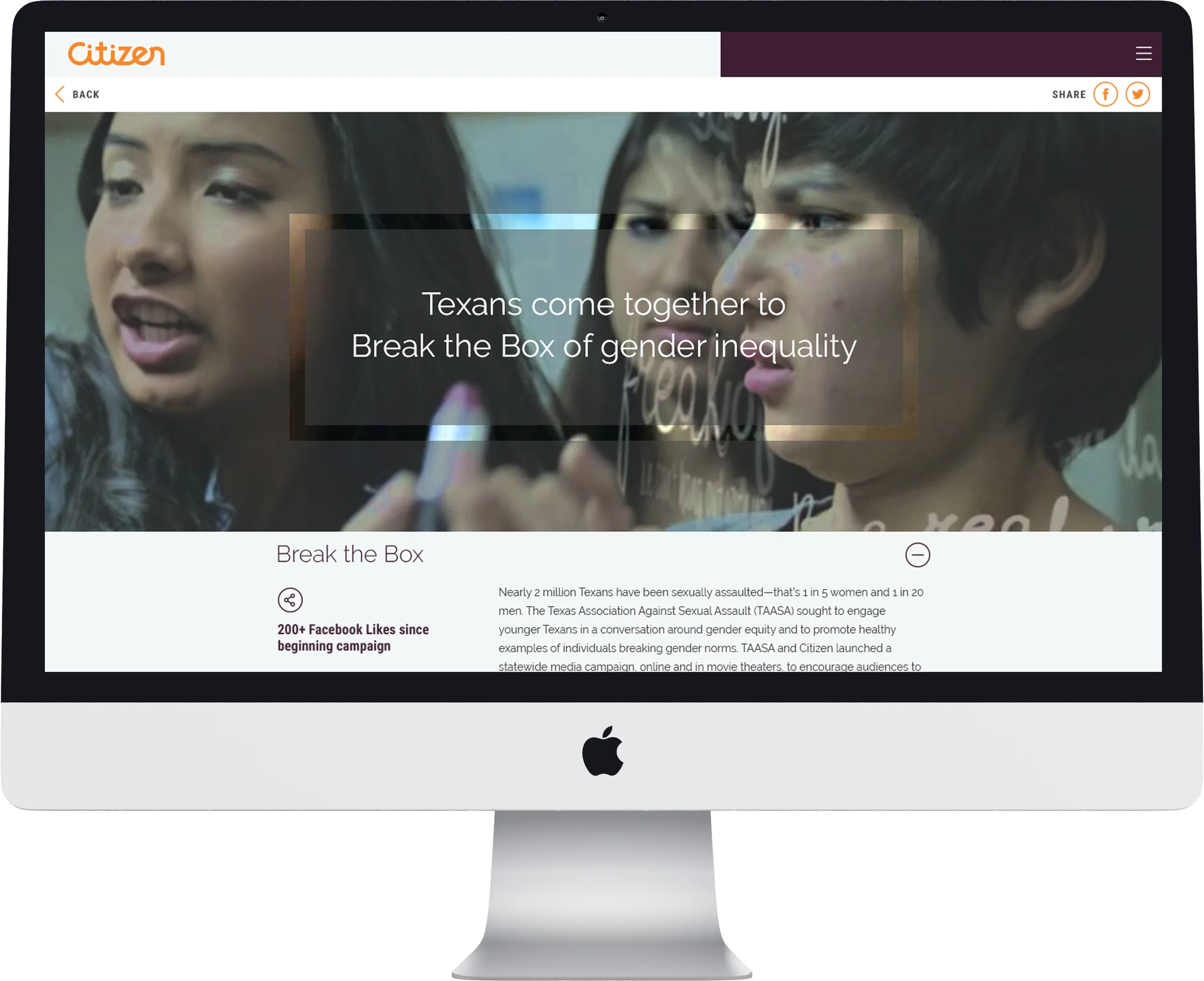 Case Study pages have expandable/collapsable modules for copy.
