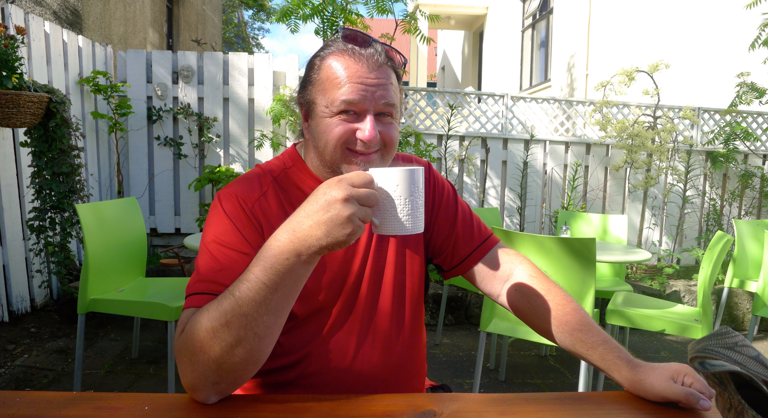 Our first coffee on the island