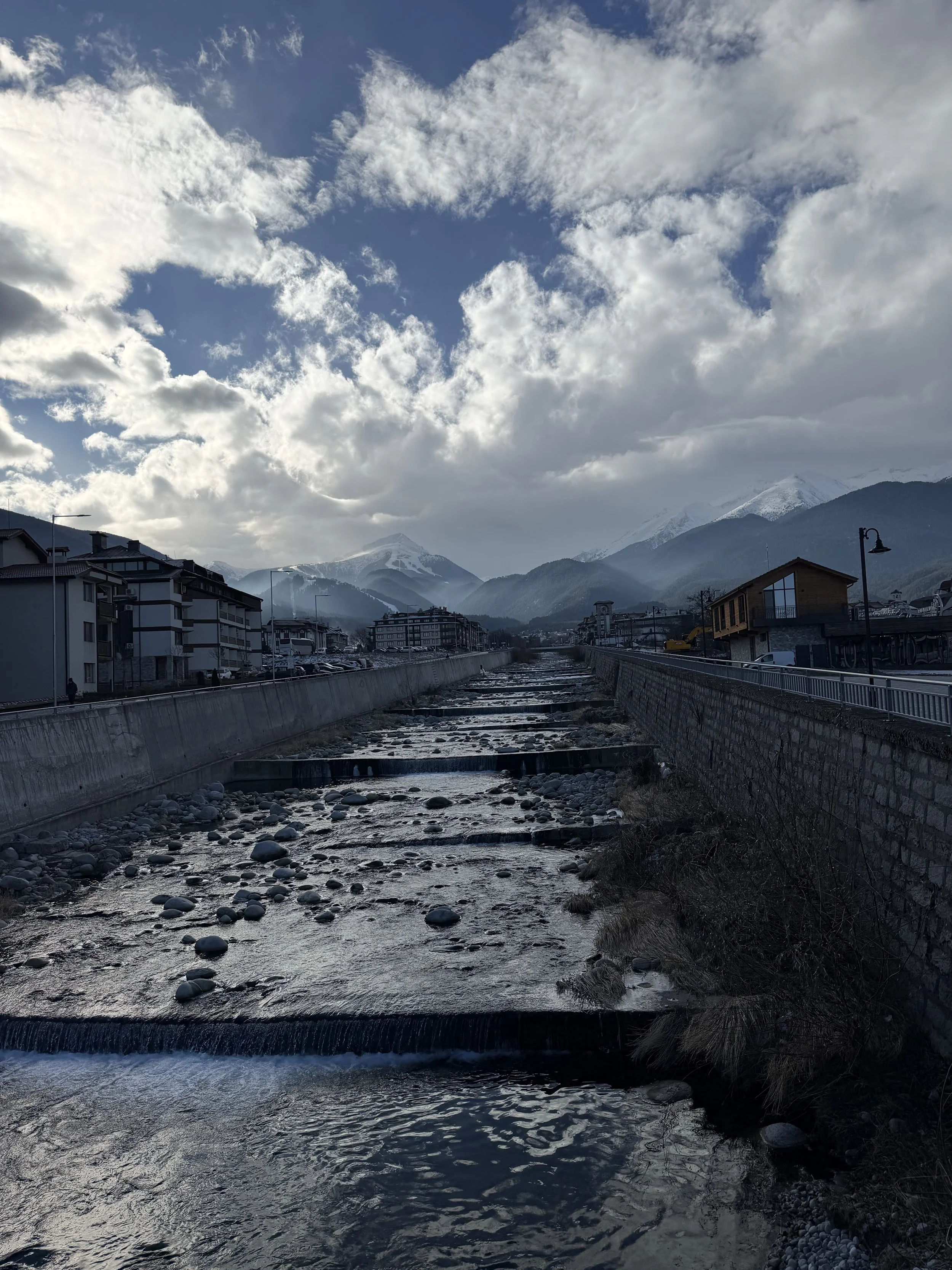 mountain view over a river in bansko bulgaria