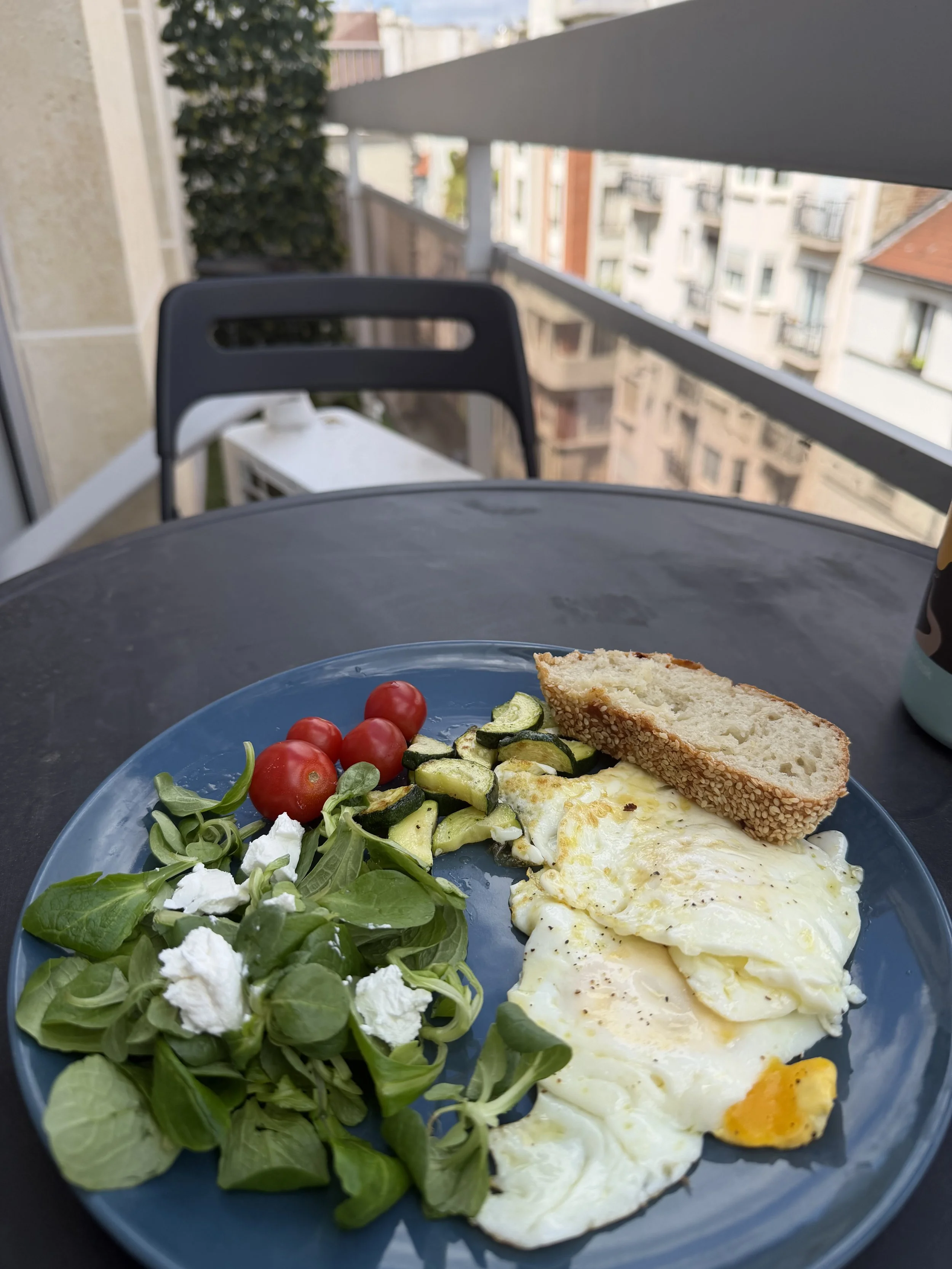 Breakfast on a patio in Paris