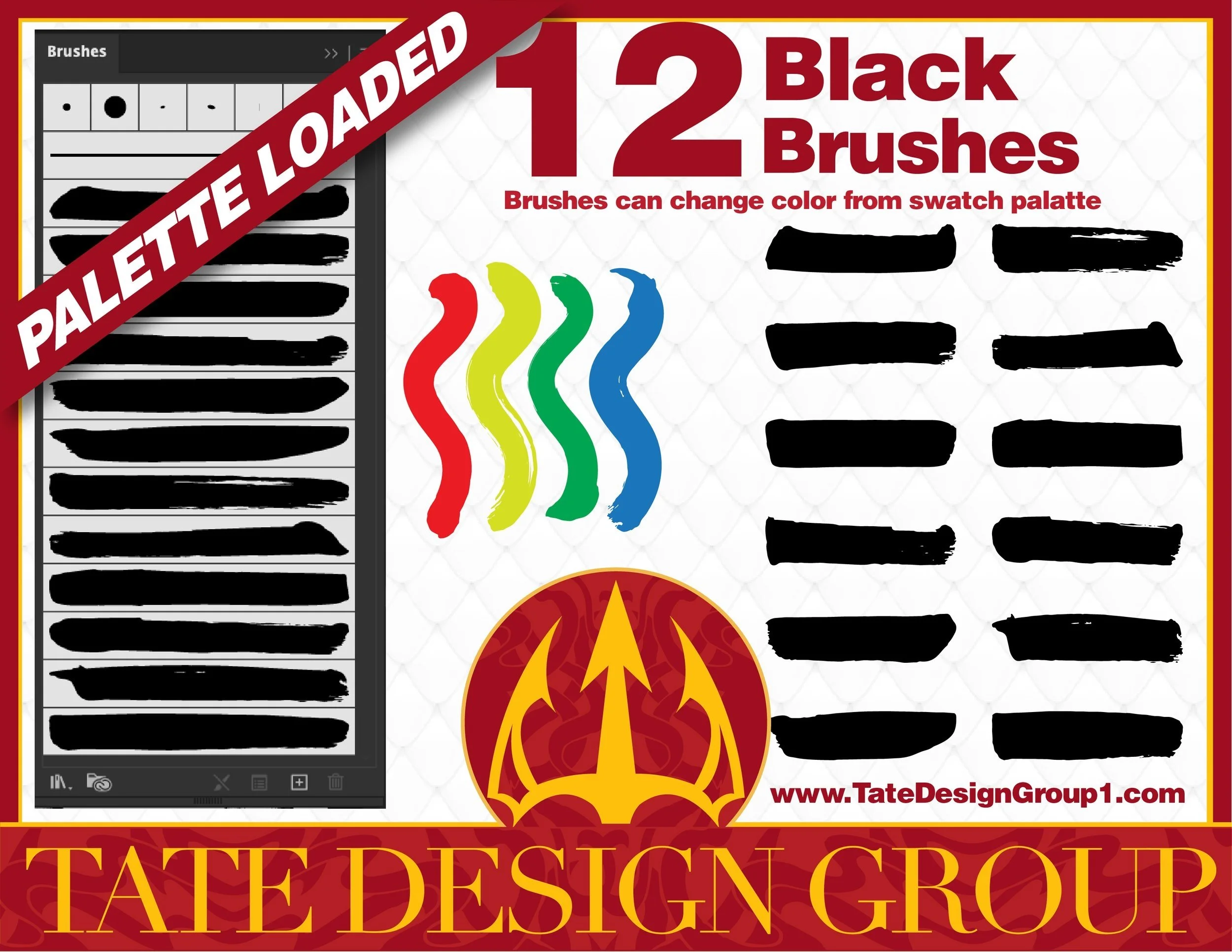 12 BLACK BRUSHES