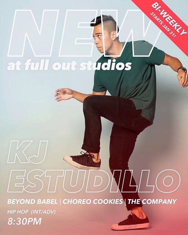 ‼️NEW CLASS ‼️ We are so excited to have KJ back on our teaching staff!! He was here as one of our weekly teachers from the VERY beginning of Full Out Studios! And now he is back! Catch his class BI-WEEKLY on Fridays at 8:30PM right after the Full Ou