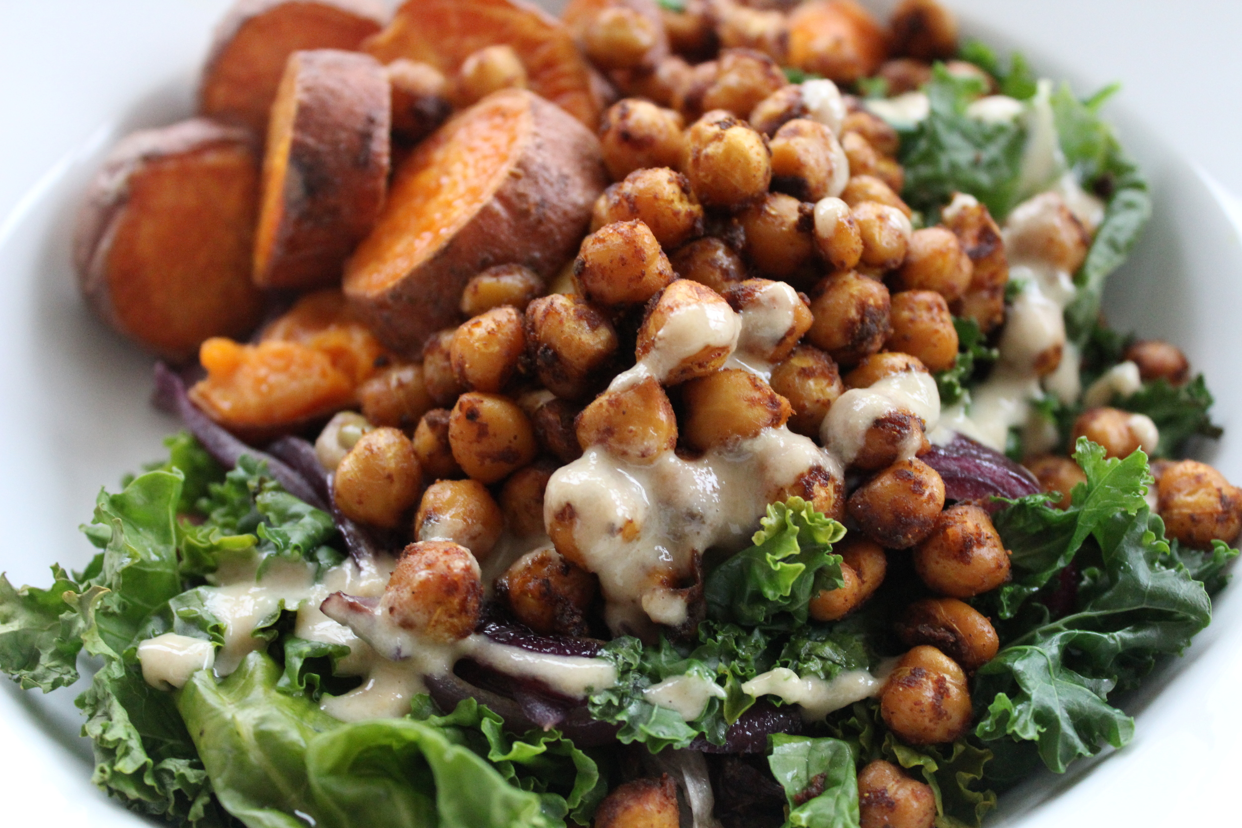 Sweet Potato, Red Onion, and Spiced Chickpea Salad