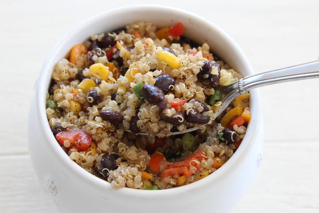This recipe is a crowd-pleaser! Colorful and delicious, Mexican Fiesta Quinoa Salad is the perfect recipe for healthy meal prepped lunches, quick weeknight dinners, or part of a festive summer BBQ!