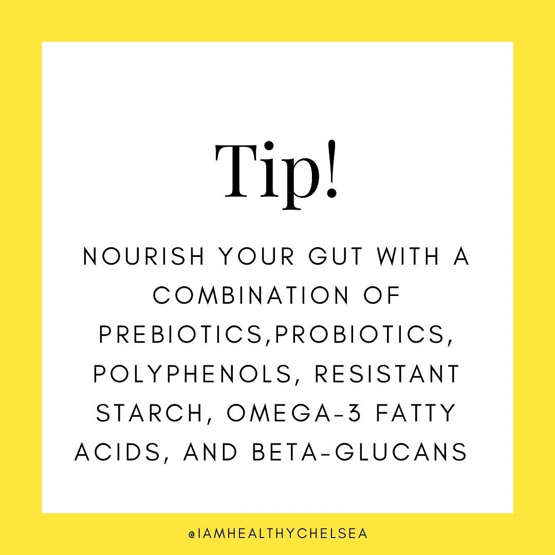 A healthy gut THRIVES on a combination of foods rich in:

✅ Prebiotics
✅ Probiotics 
✅ Polyphenols
✅ Resistant starches 
✅ Omega-3 fatty acids
✅ Beta-glucans 

On a scale of 1-10 (10 being the best), how well do you feel like you do in getting a good