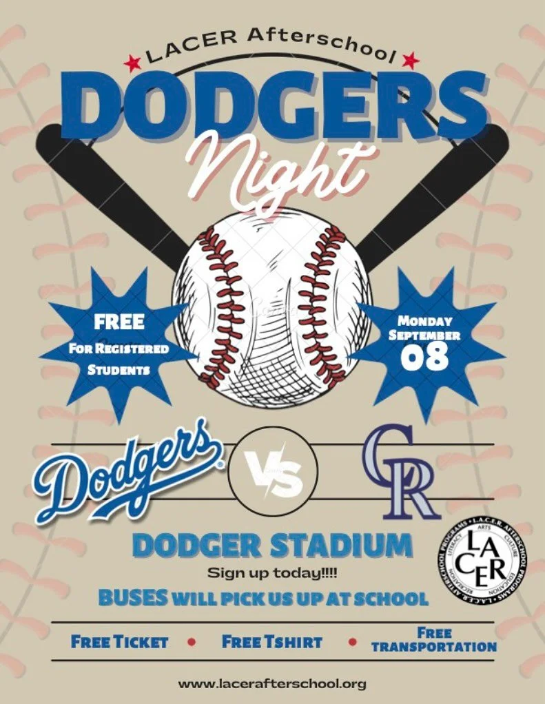 WELCOME BACK Students!  It&rsquo;s that time again for students from our @lacerafterschool sites to mix and mingle and enjoy a @dodgers game vs Colorado Rockies courtesy of @dodgersfoundation 🙌🏽. 

HOW TO PARTICIPATE : 
1️⃣ Register for our aftersc