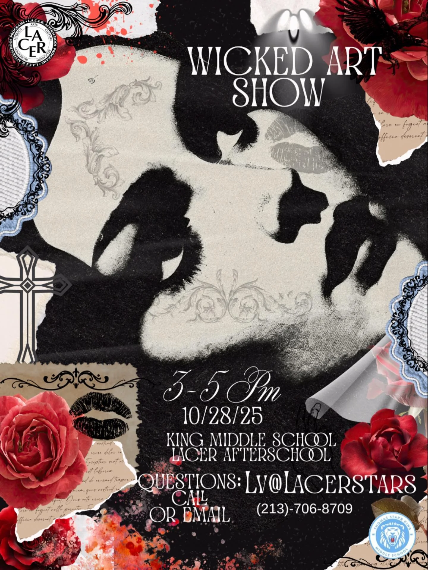 Join us for the WICKED ART SHOW on Oct 28th 3-5pm at T.S. King Middle School . 
Poster Design Winner - Leah (Art2) 
Instructor - Nicole Velasquez
#lacerafterschoolprograms #artshow #spookyseason #WickedArtShow #tskingmiddleschool