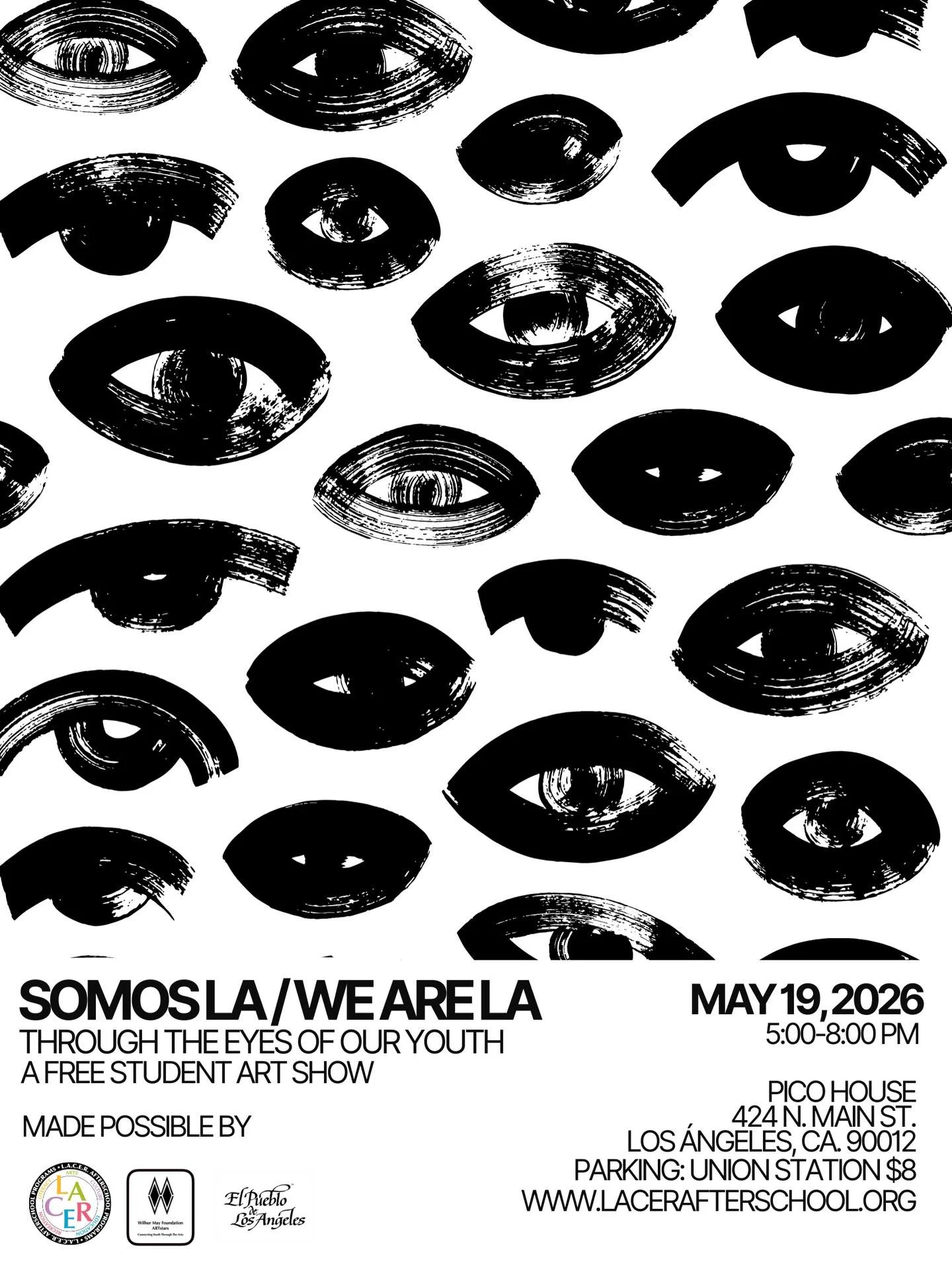 Join us for the @lacerafterschool Art Show: &ldquo;Somos LA / We Are LA: Through the Eyes of Our Youth&rdquo;

Featuring powerful and inspiring artwork created by our middle and high school student artists. Come celebrate their creativity and the sto