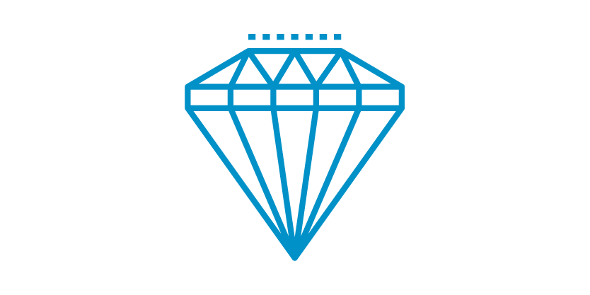 Line art image of a diamond.