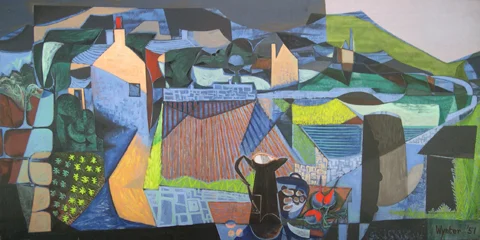 Bryan Wynter (England, 1915–1975), Blue Landscape, 1951, oil on canvas. Collection of The Suter Art Gallery Te Aratoi o Whakatū: presented 1959 by Mrs M Steven.