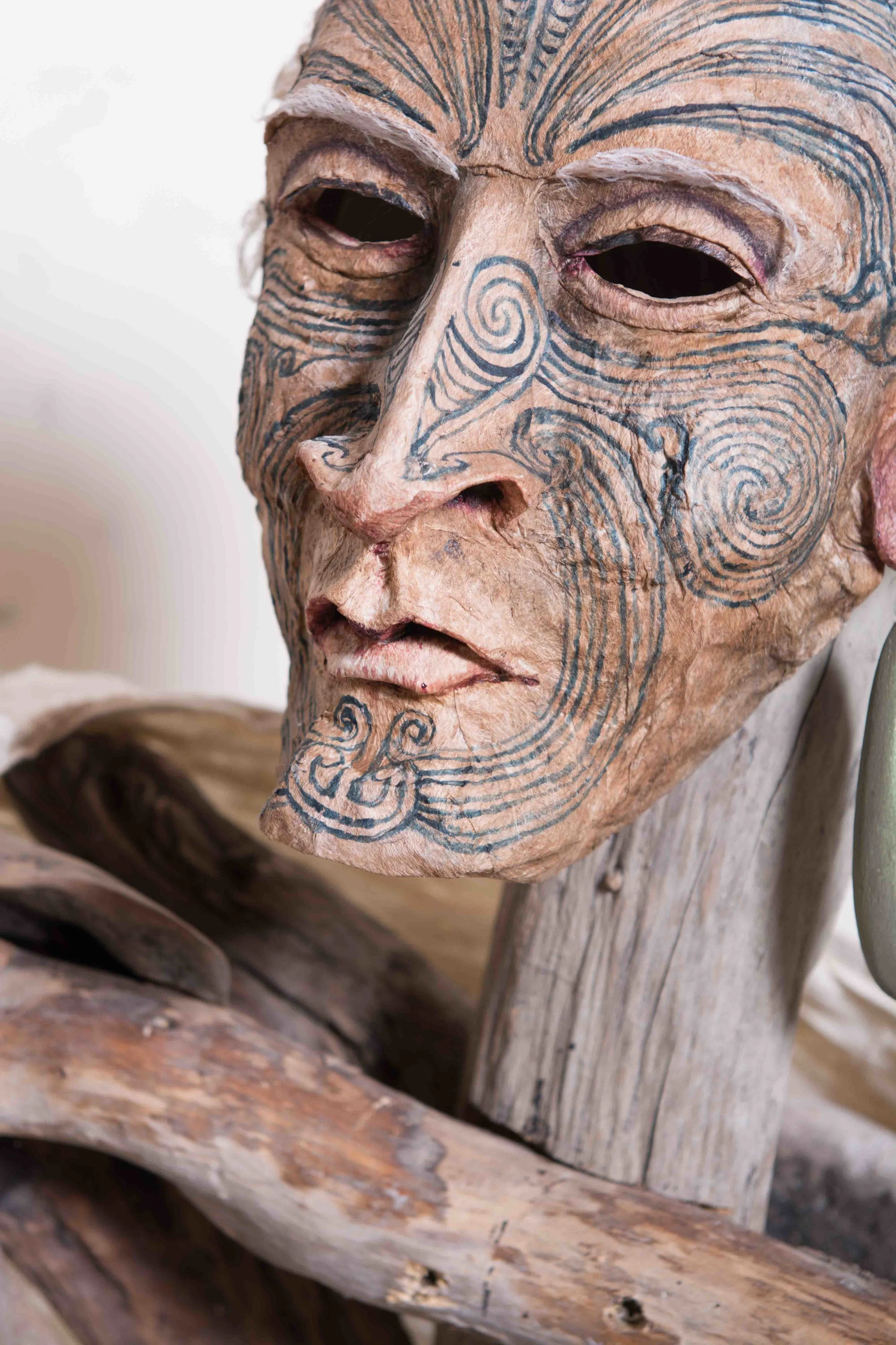 Sally Burton, detail of Te Rauparaha , 2017, mixed media