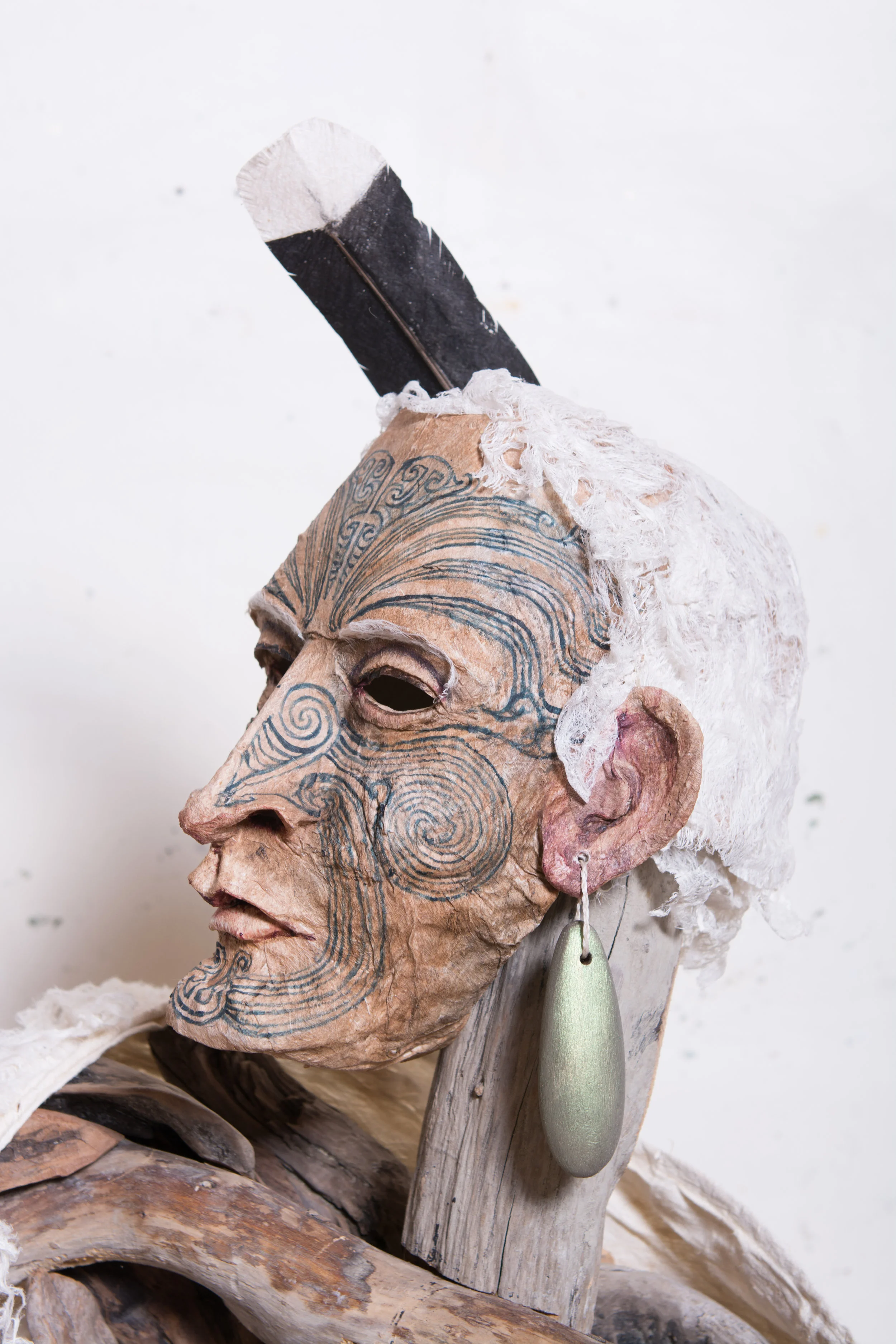 SALLY BURTON, DETAIL OF TE RAUPARAHA, 2017, MIXED MEDIA