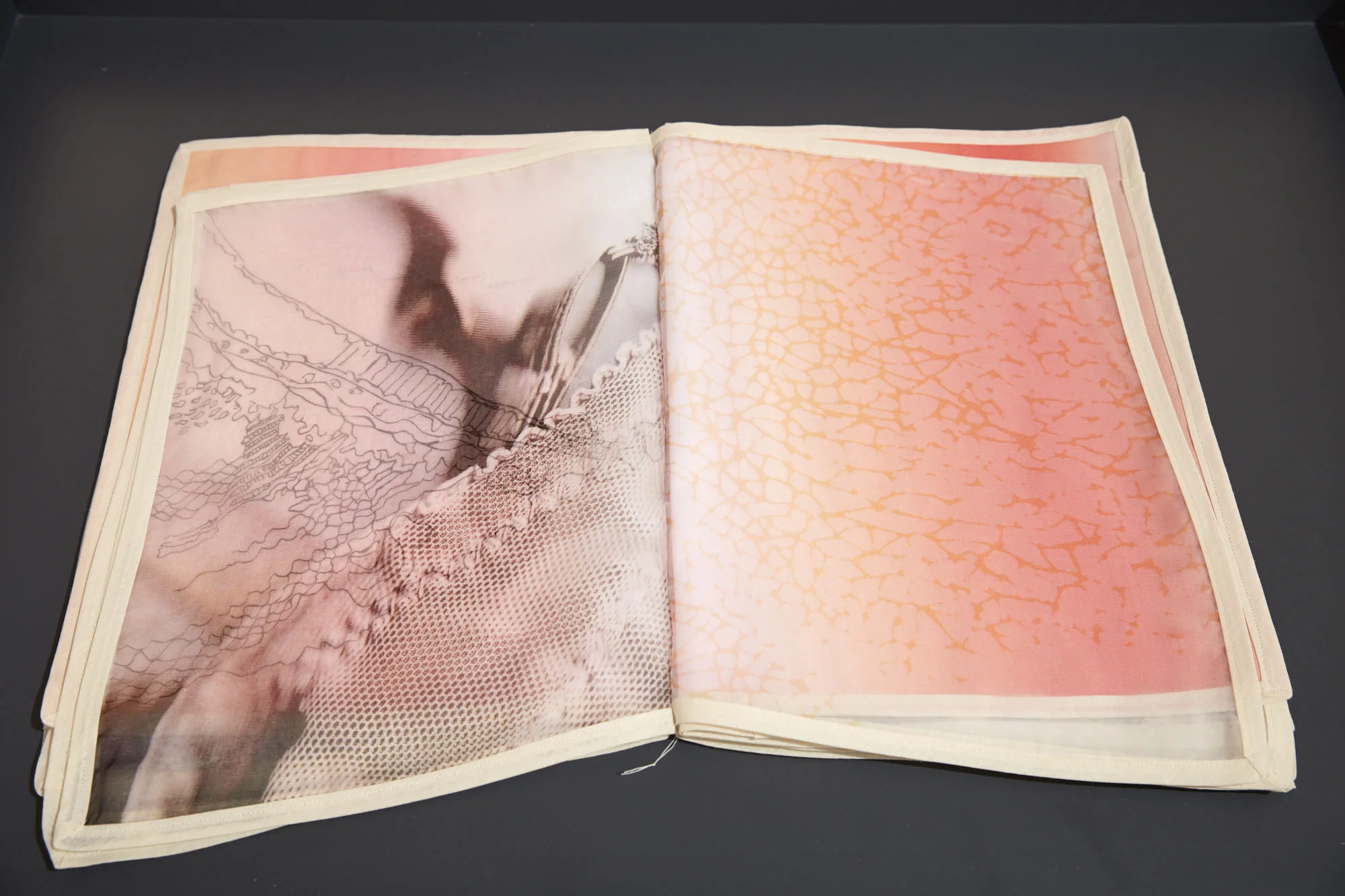 Elke Finkenauer, Something… …Remember , artist book, 1/1, digital print on silk, cotton, pencil, paint.