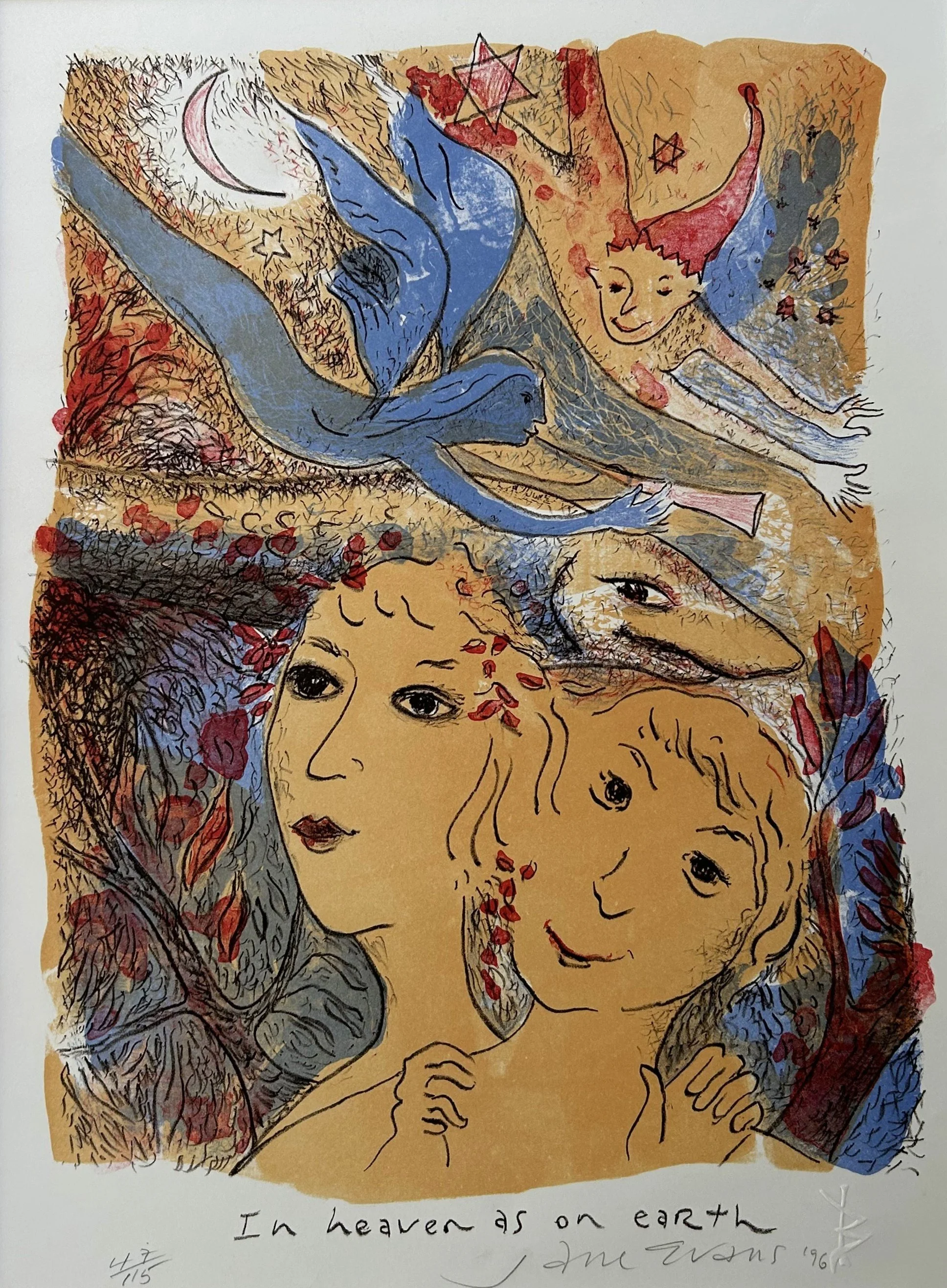 Jane Evans, In Heaven as on Earth, 1996, Lithograph. 47/115, 670 x 540mm (framed) 