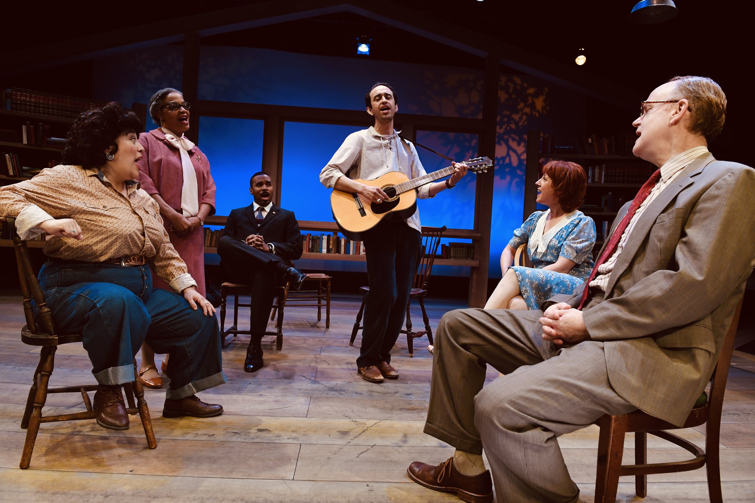  San Jose Stage Company’s West Coast Premiere of PEOPLE WHERE THEY ARE by ANTHONY CLARVOE. Directed BENNY SATO AMBUSH featuring (left to right) ESTRELLA ESPARZA-JOHNSON* as EMMA, CATHLEEN RIDDLEY* as MRS. CLARK, TERRANCE AUSTIN SMITH* as JOHN, BRADY 