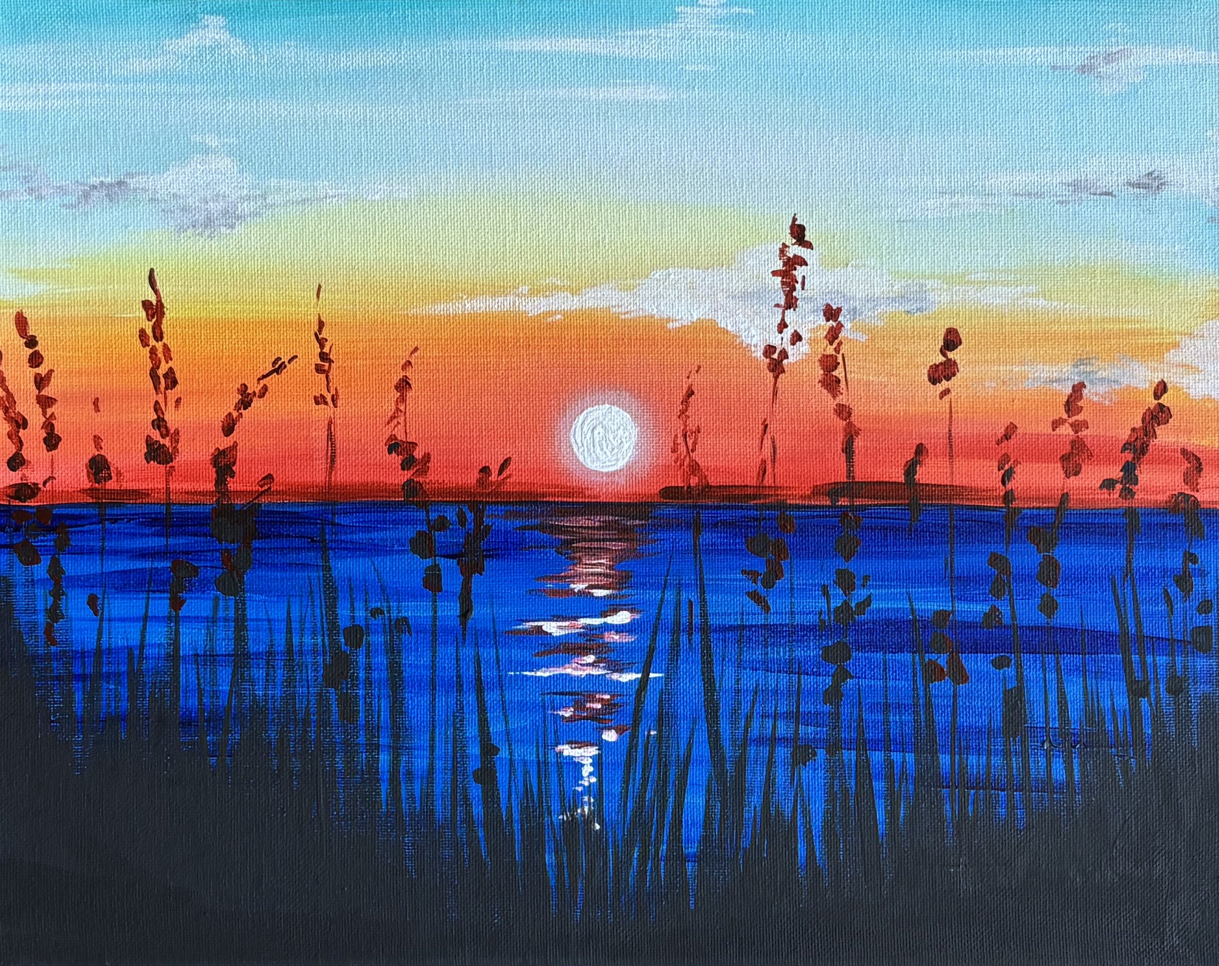Introduction to Acrylic - Sunset Silhouette