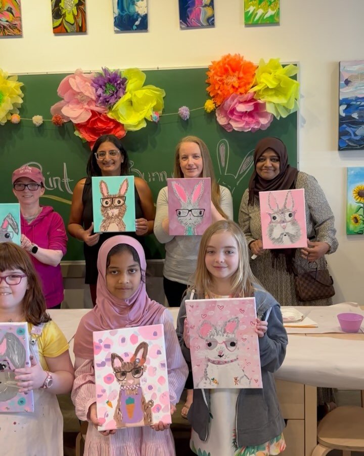 All the happy faces from our two sold out Paint a Bunny events on April 13th &amp; 18th🐰💕 Well done everyone and a huge thank you for attending our first family and kids event. There will be more to come! 

#familypainting #bunnypainting #kidsart #