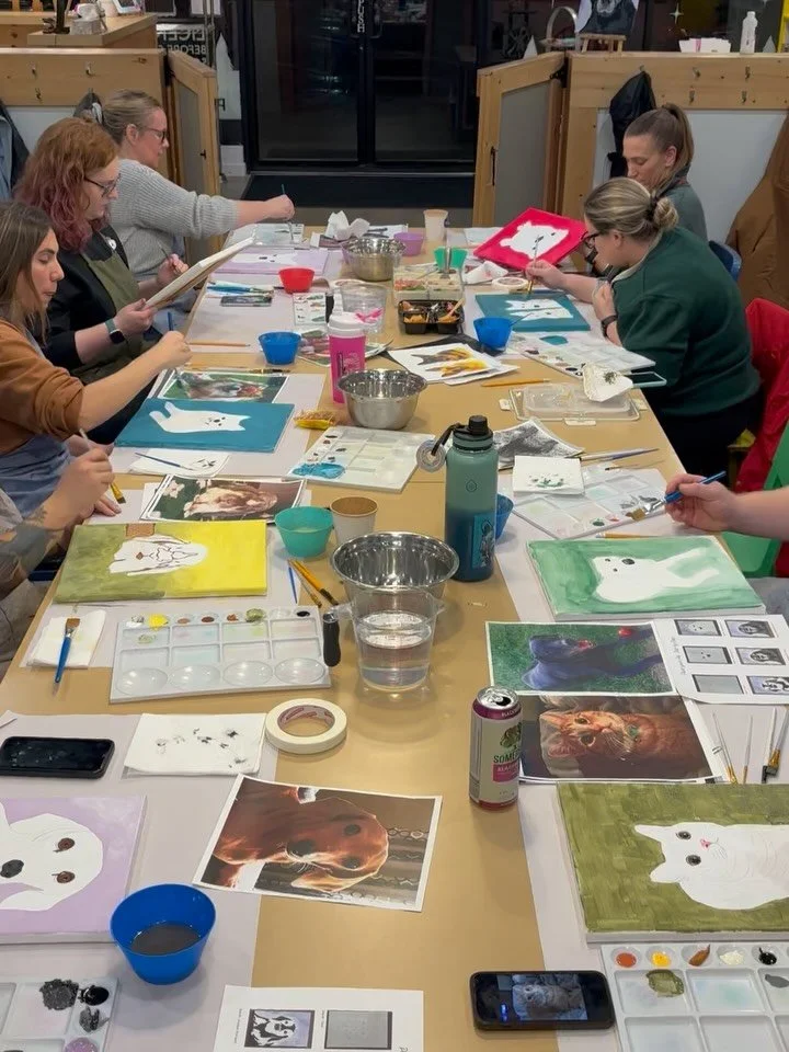 Another amazing night painting our fur babies 🐕🐈&zwj;⬛🦮
From floppy ears to sassy whiskers, every portrait had us smiling. We love seeing your pets come to life on canvas - one brushstroke at a time! 🎨💛

#paintnight 
#paintyourpet 
#creoartstudi