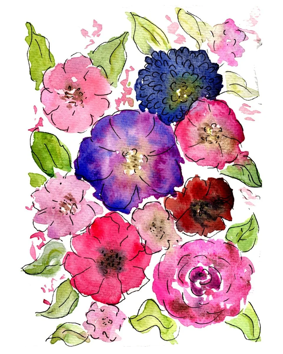 Watercolour Floral + Zentangle