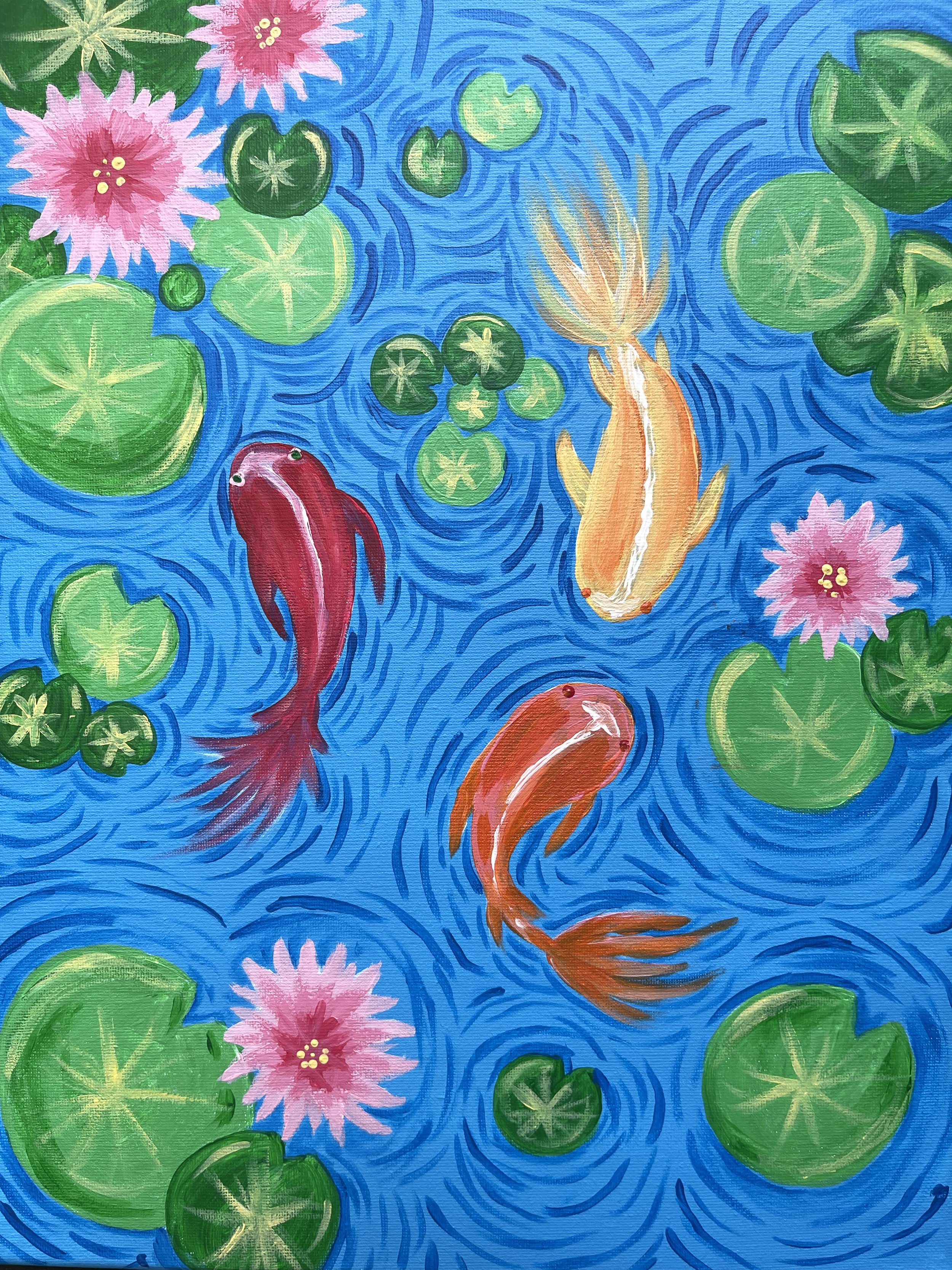 Introduction to Acrylic - Koi + Lily Pads