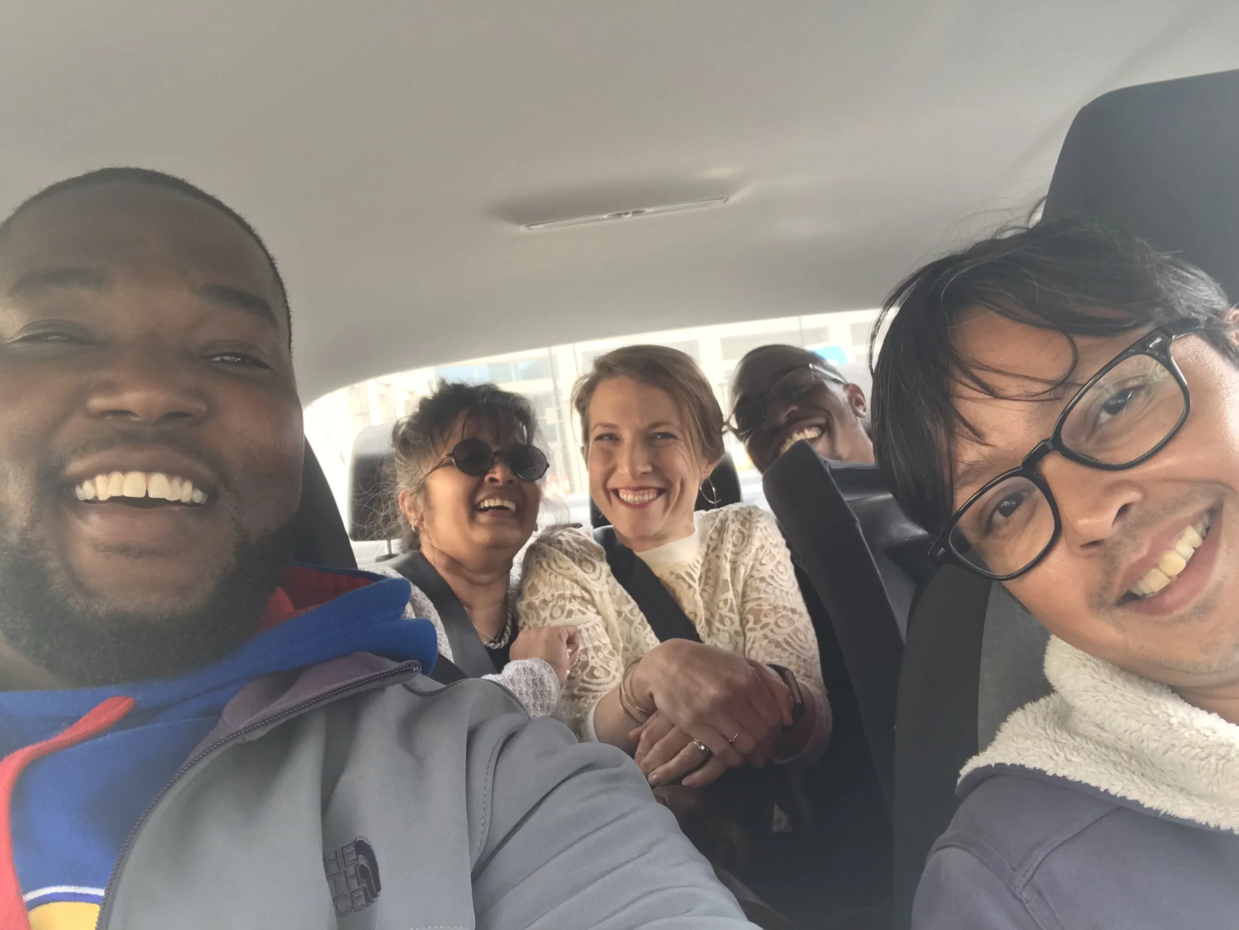 With Dr. Nandita Das, her two financial planning students, and our hilarious Uber driver. It was a tight squeeze but good company.