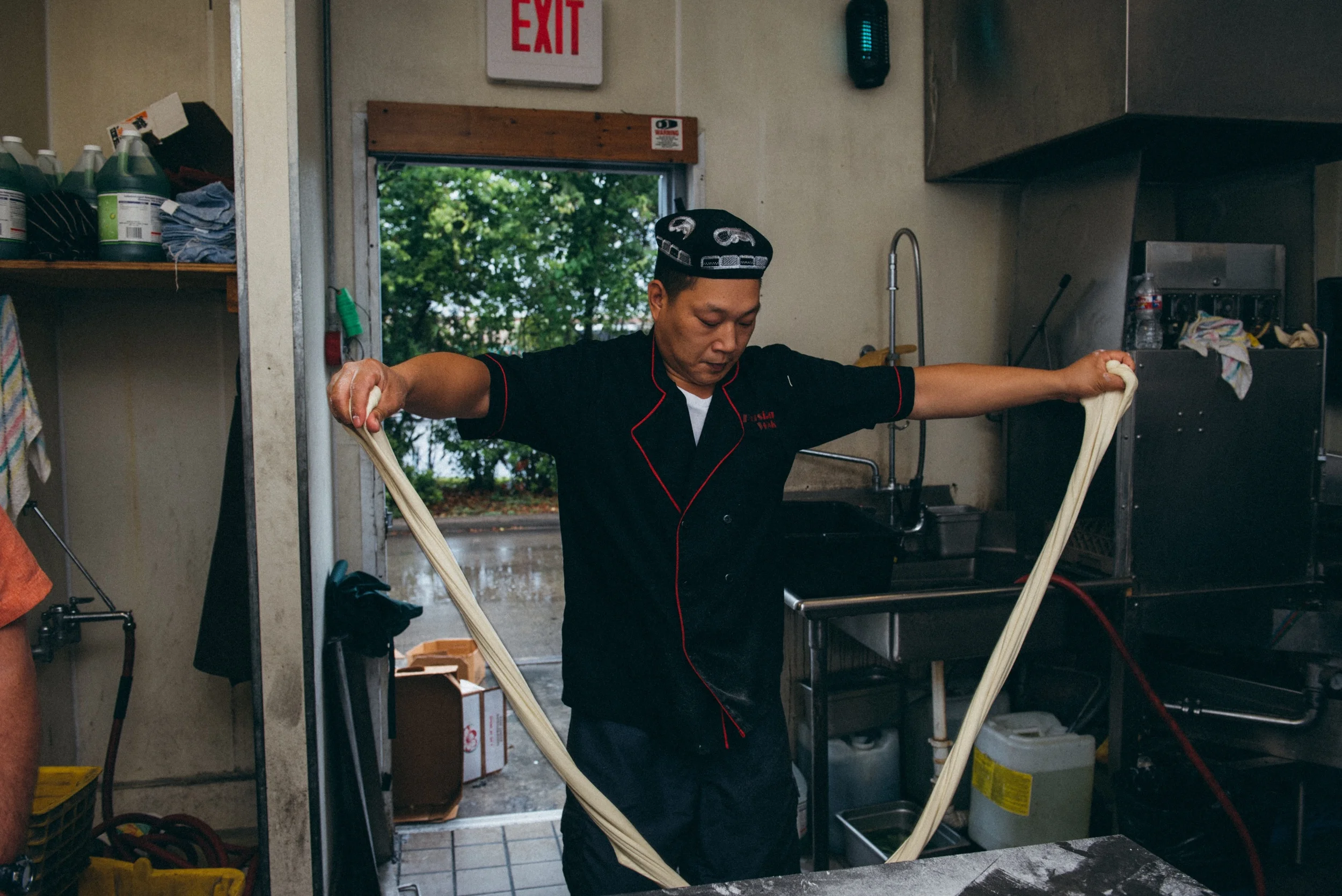 3. The dough is impressively stretchy. This "rope" of dough is about eight feet long!