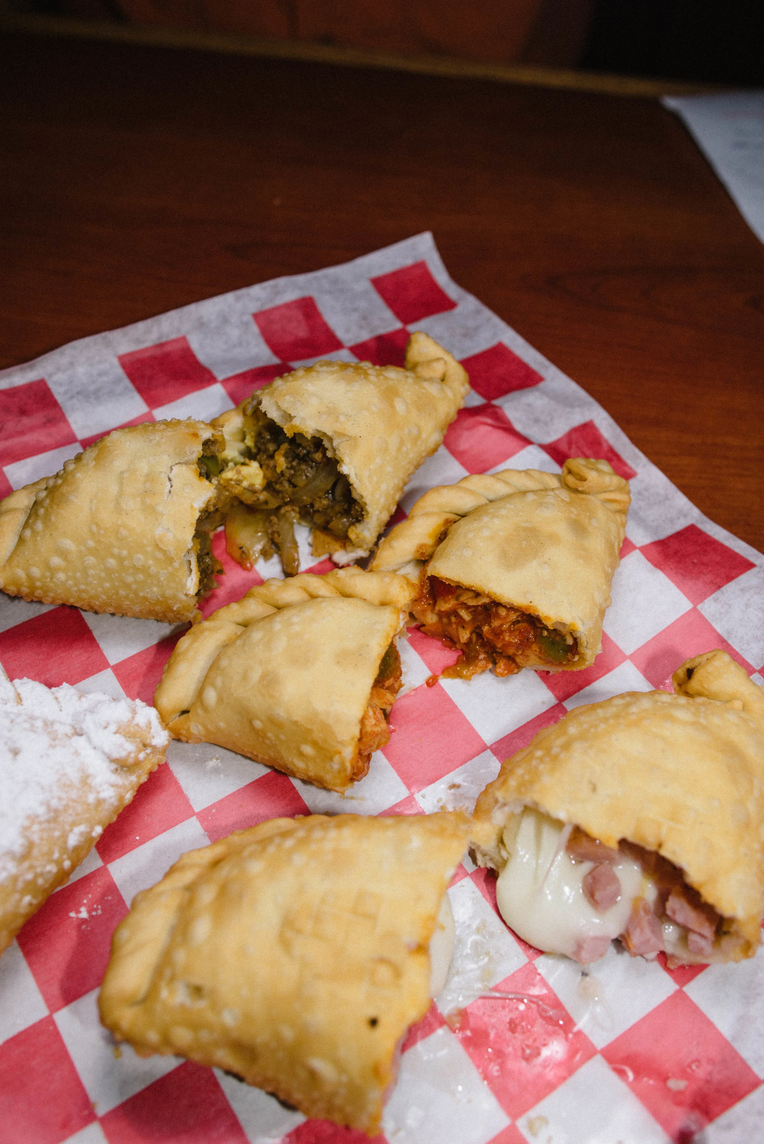 Beef Gaucho and Chicken Diablo are traditional Empanadas. The Ham and Cheese is just comfort food.
