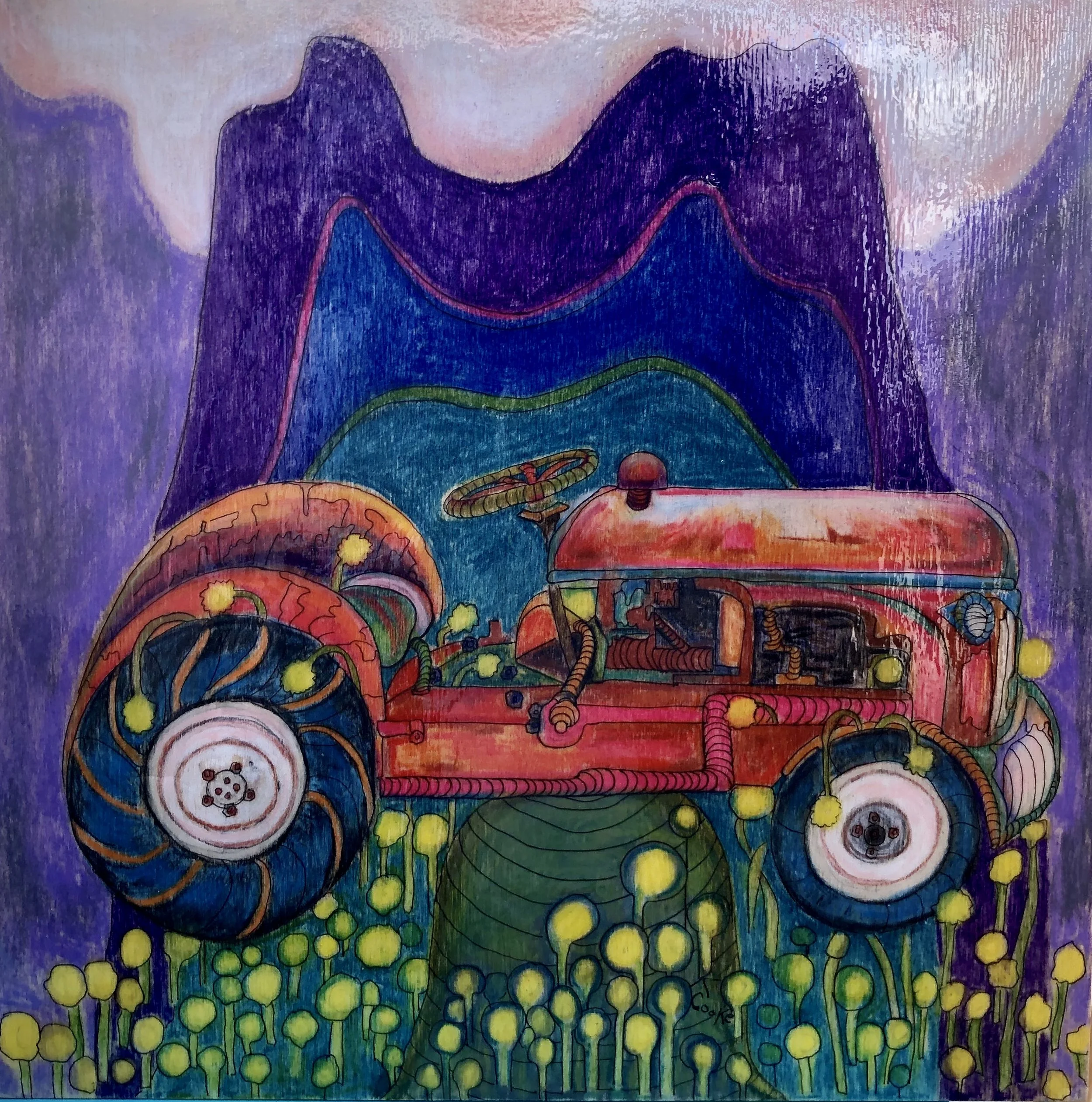 High Sided, 10”x10”, soft pastel, ink, acrylic