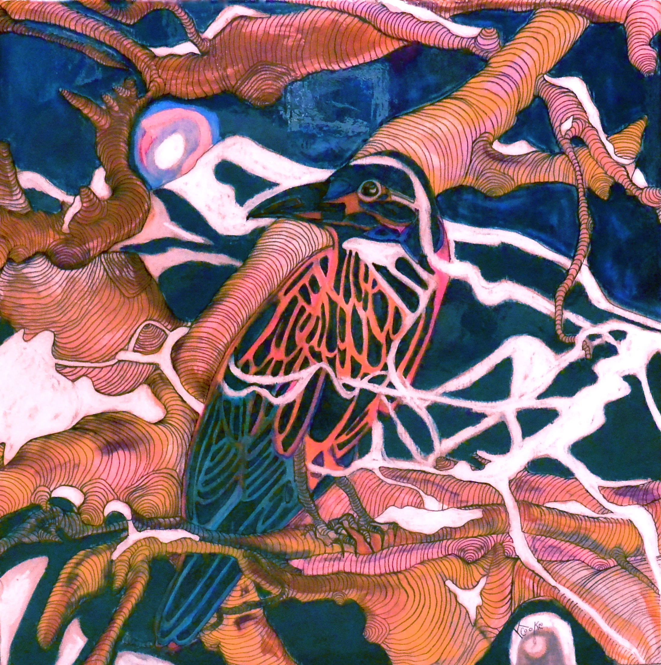 Midnight Moon Rising, 12”x12”, SOLD