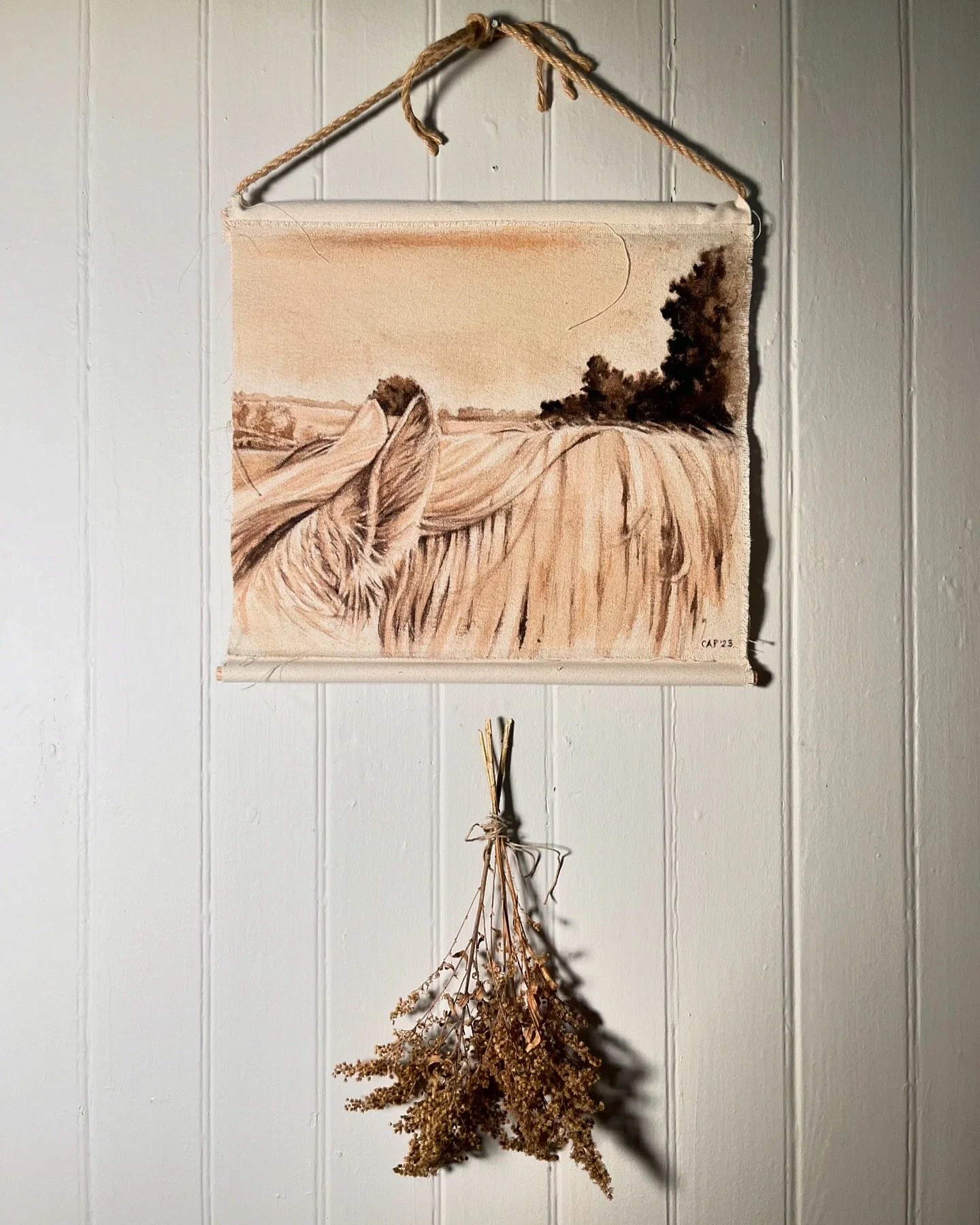  Homemade walnut ink on raw canvas, 2024 