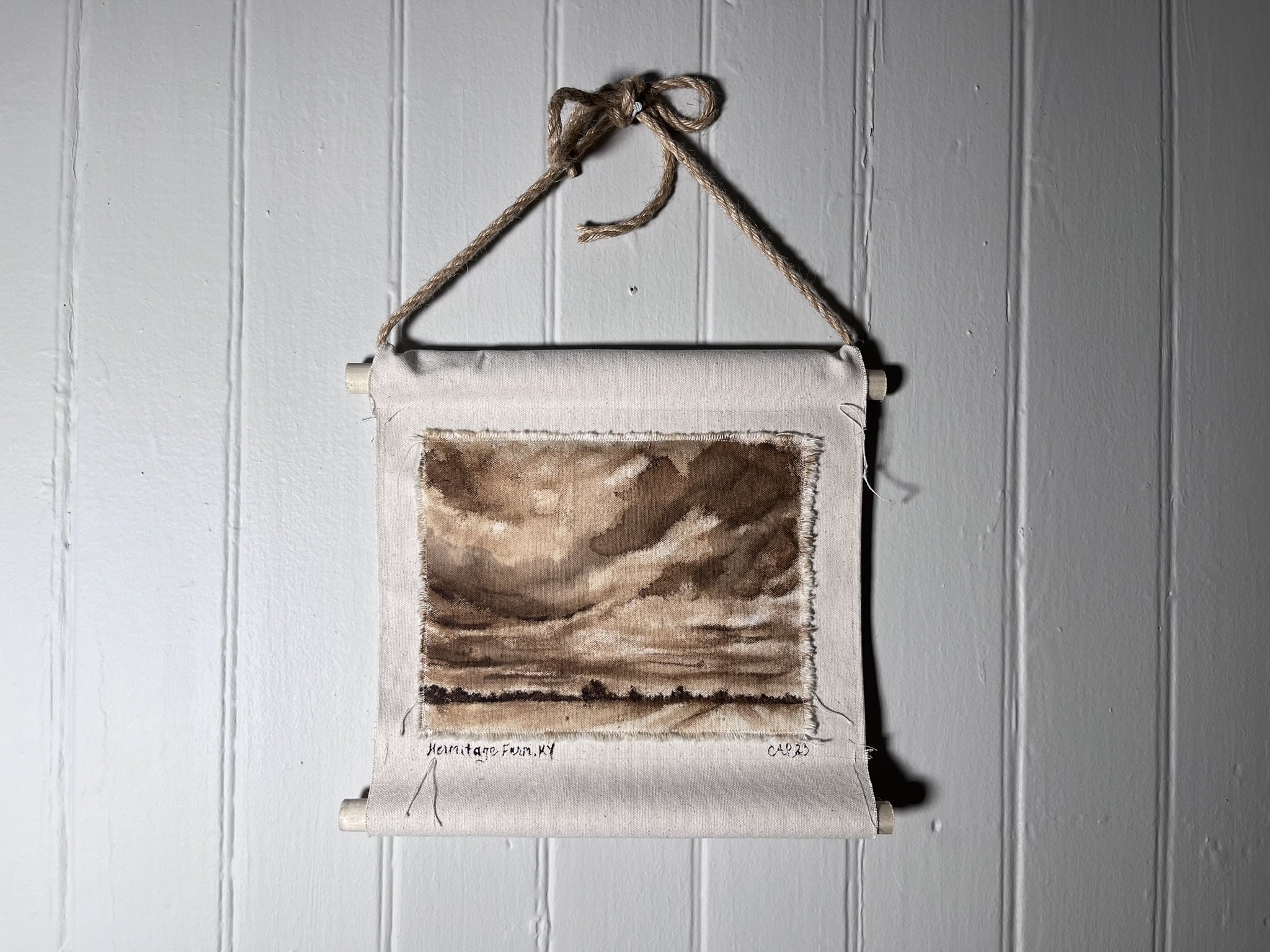  Homemade walnut ink on raw canvas, 2024 