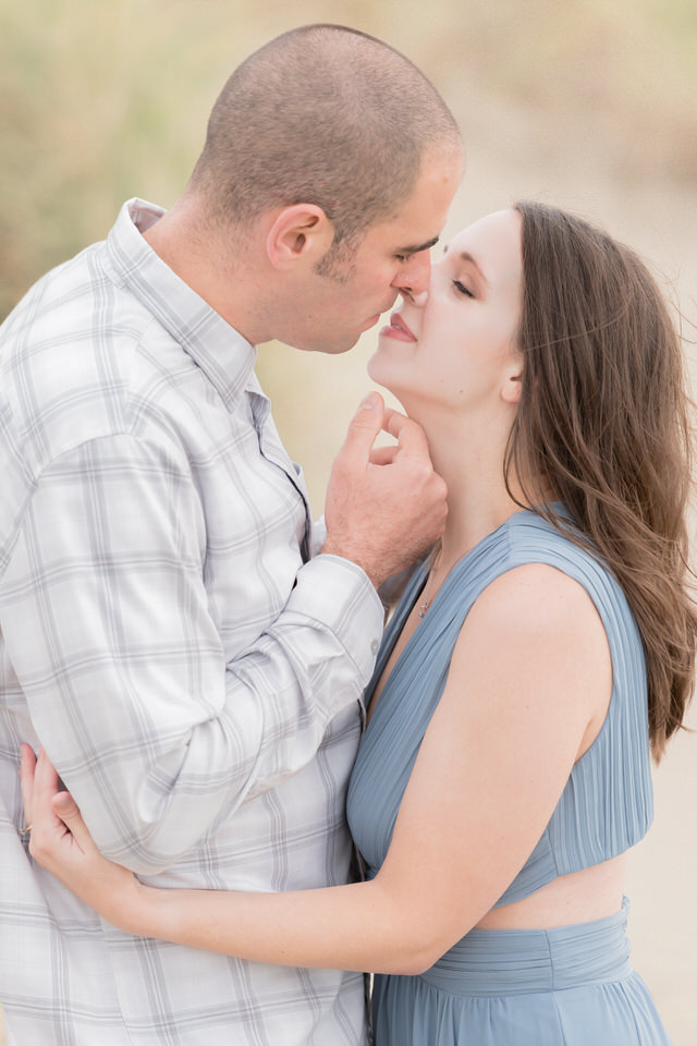 Beach engagement photos gown backless