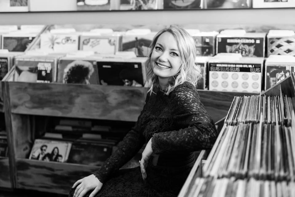 Seattle Fremont Engagement Session CServinPhotographs Film Daybreak Records Vintage Old School Record Shop Session-20.jpg