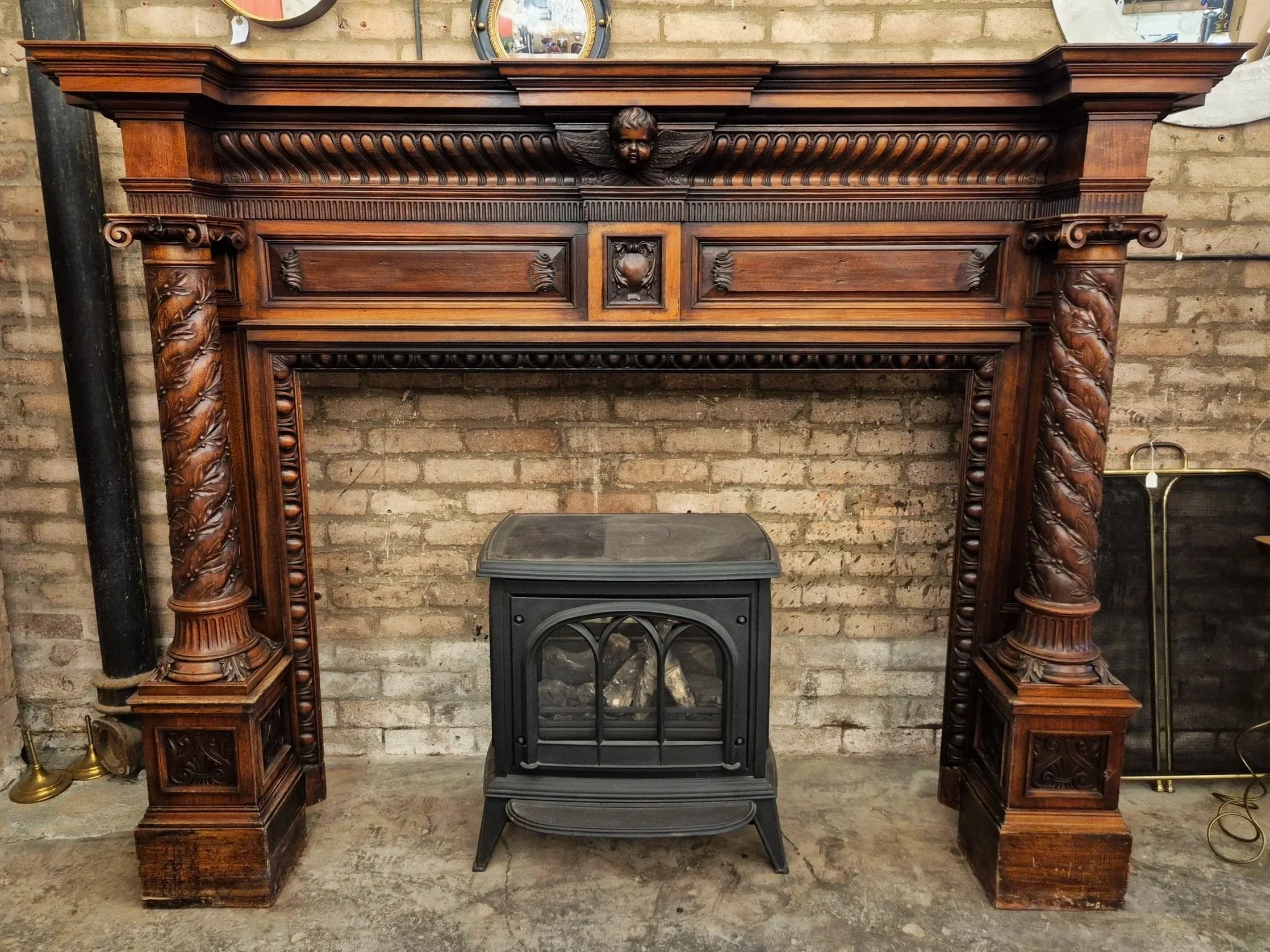 Exceptional Victorian Carved Oak Fireplace Mantel K141