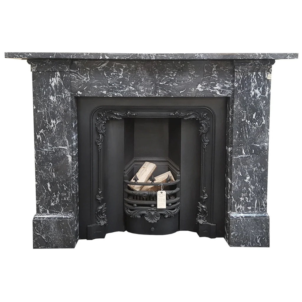 Antique grey marble fireplace