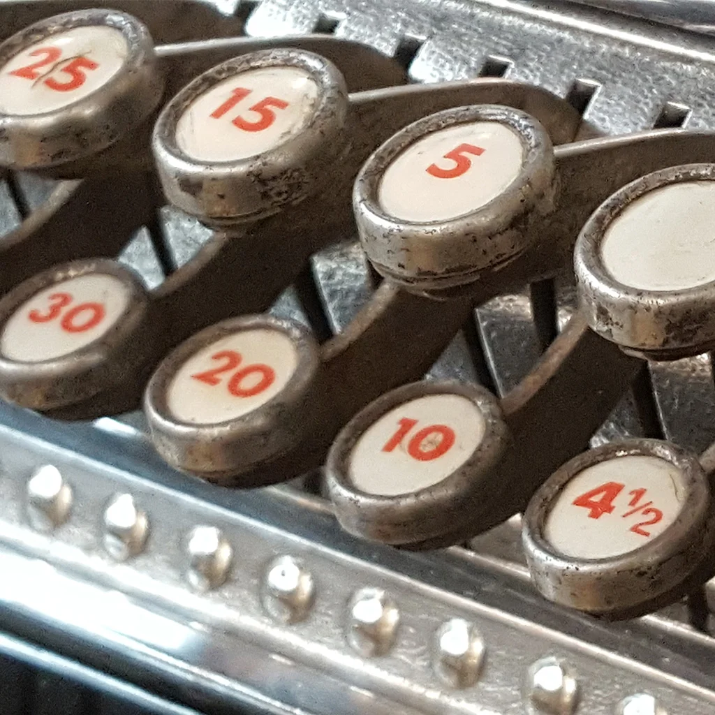 Close up of NCR National Cash Register keys