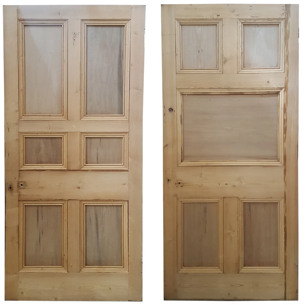 Large stripped external five and six panel doors available Holyrood Architectural Salvage 146 Duddingston Road West 0131 661 9305
