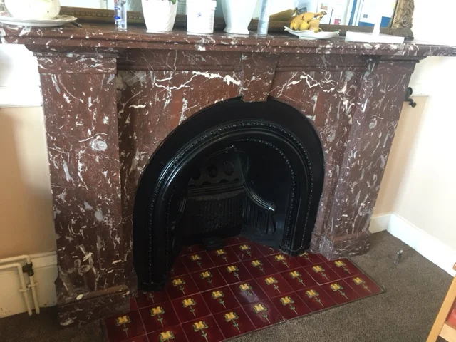 rouge marble mantel, edinburgh, holyrood salvage, edinburgh architectural salvage,