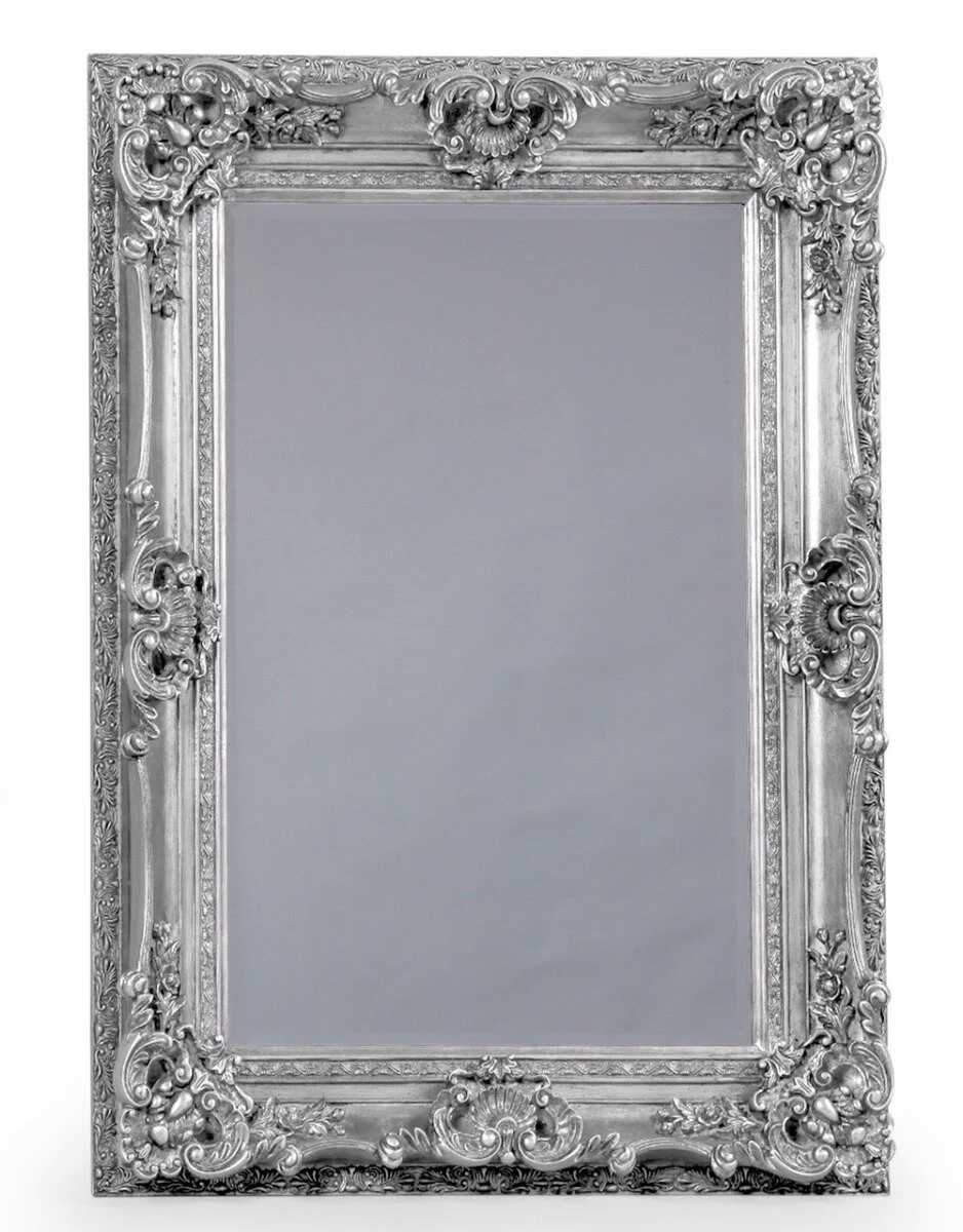 large silver mirror, traditional style, antique, decorative,