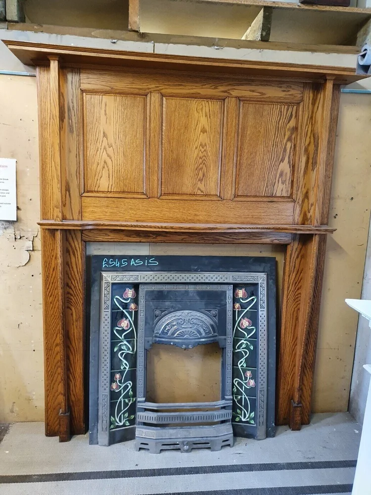 Tall Edwardian oak mantel 0213 — Holyrood Architectural Salvage