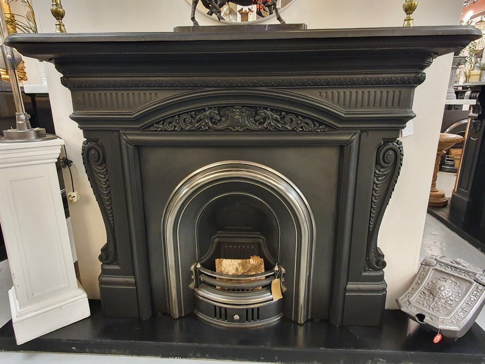 Original reclaimed Cast iron fireplace mantel — Holyrood Architectural  Salvage