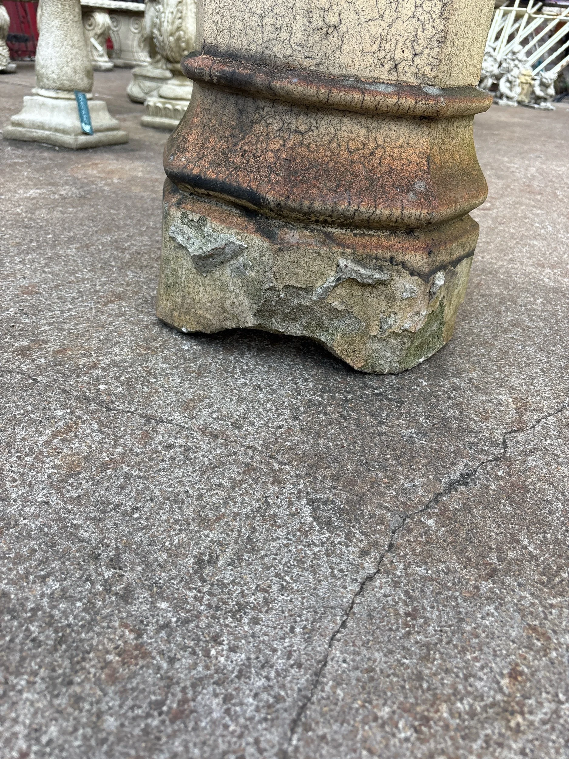Antique crown top terracotta chimney pot with castellated rim, perfect decorative garden feature