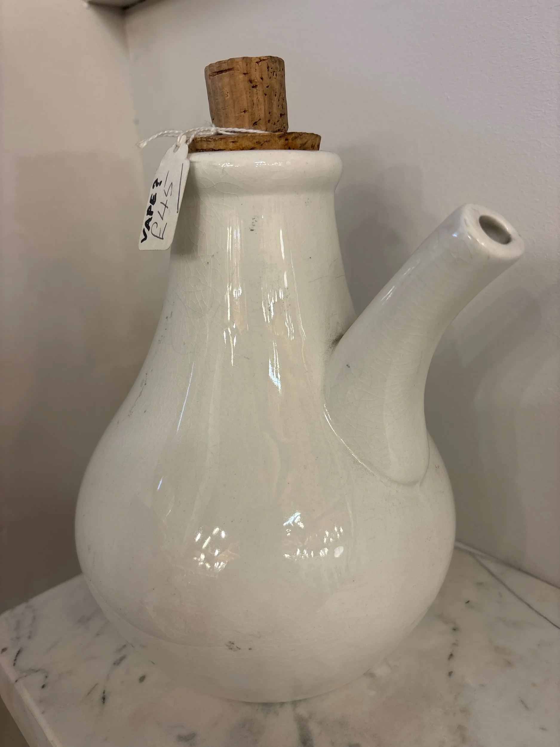 victorian medical inhaler, ceramic with cork, Holyrood salvage