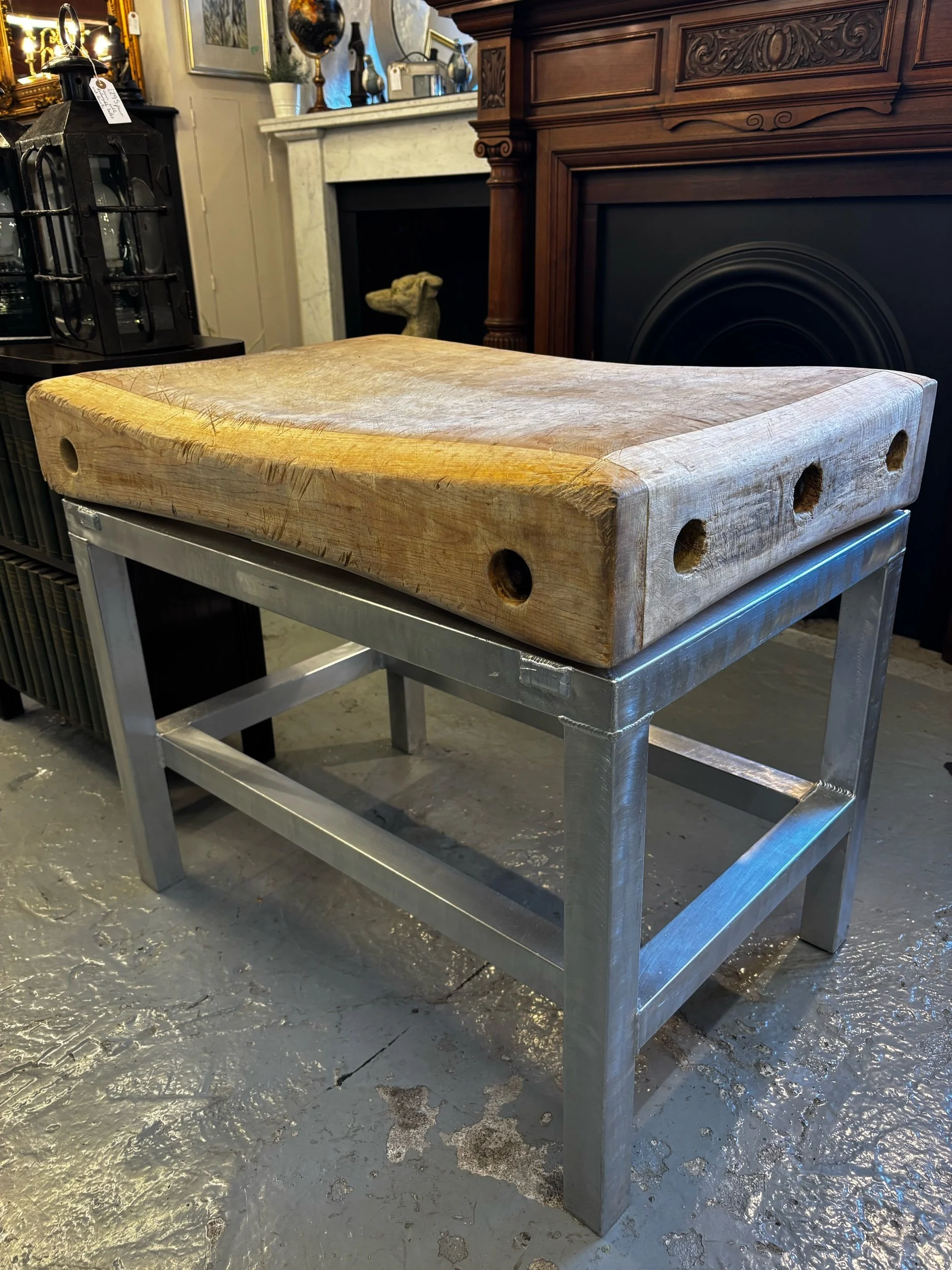 Original butchers block available at Holyrood salvage in Edinburgh