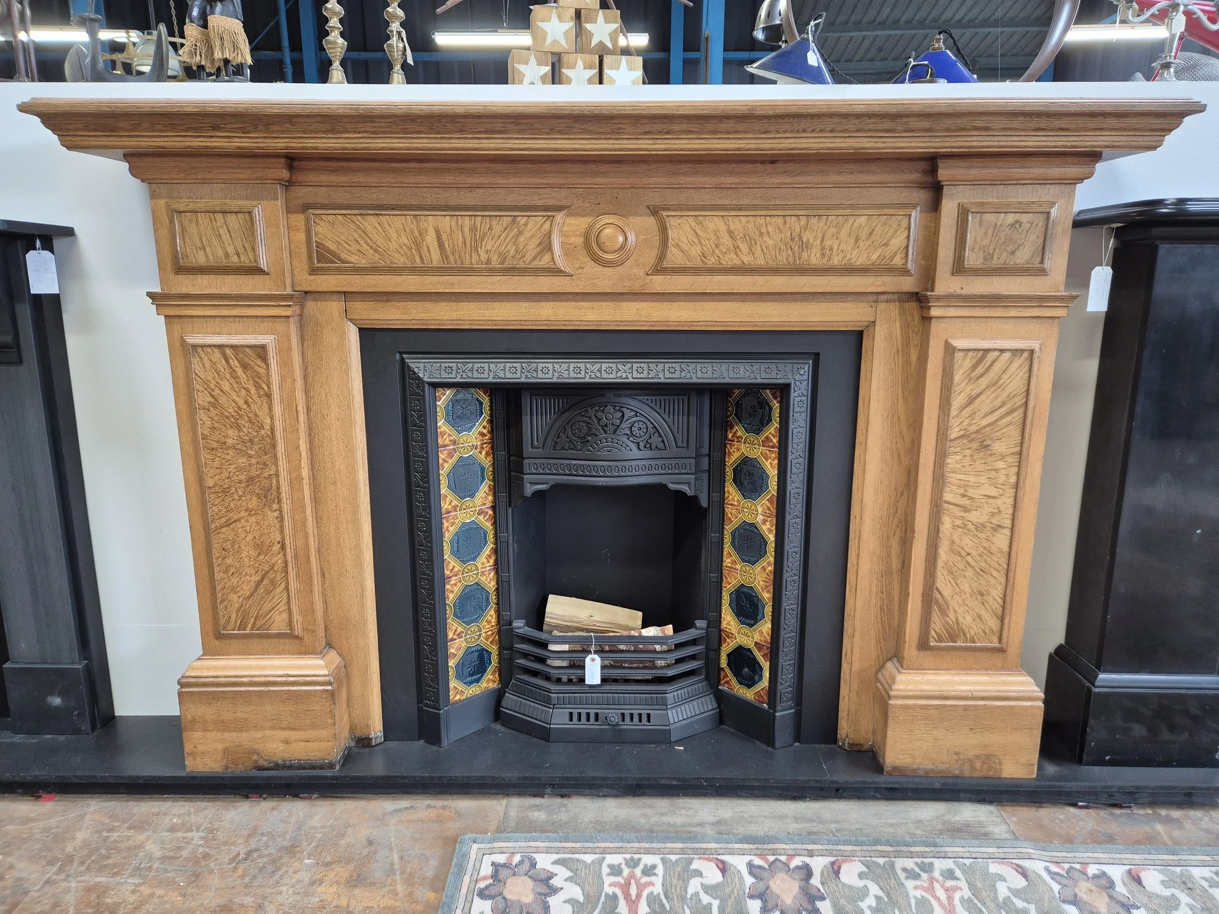 Large Edwardian Oak Fireplace 1050