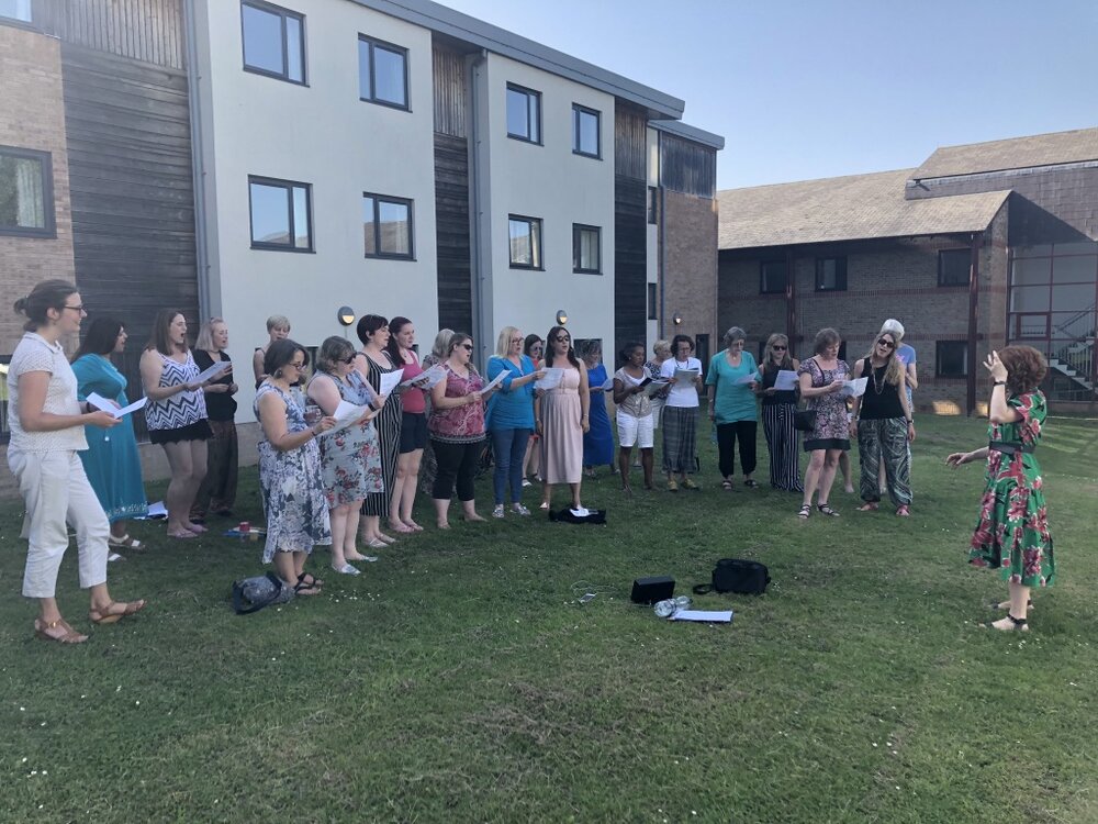 It was one of the hottest days of the year so we sang outside one day!